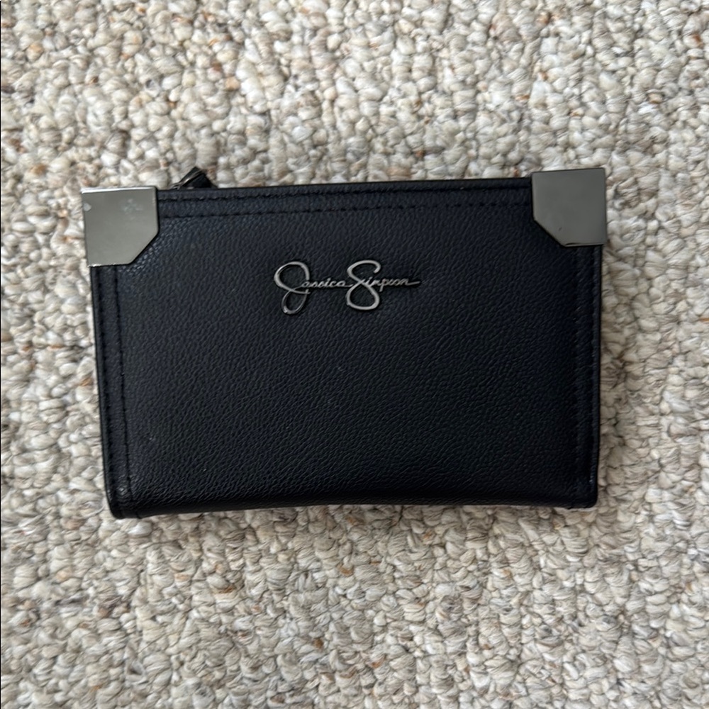 Jessica Simpson Black Card Holder with Silver Accents
